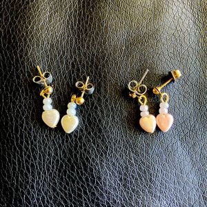 Heart Shaped Beaded Dainty Modern Earrings Set of 2